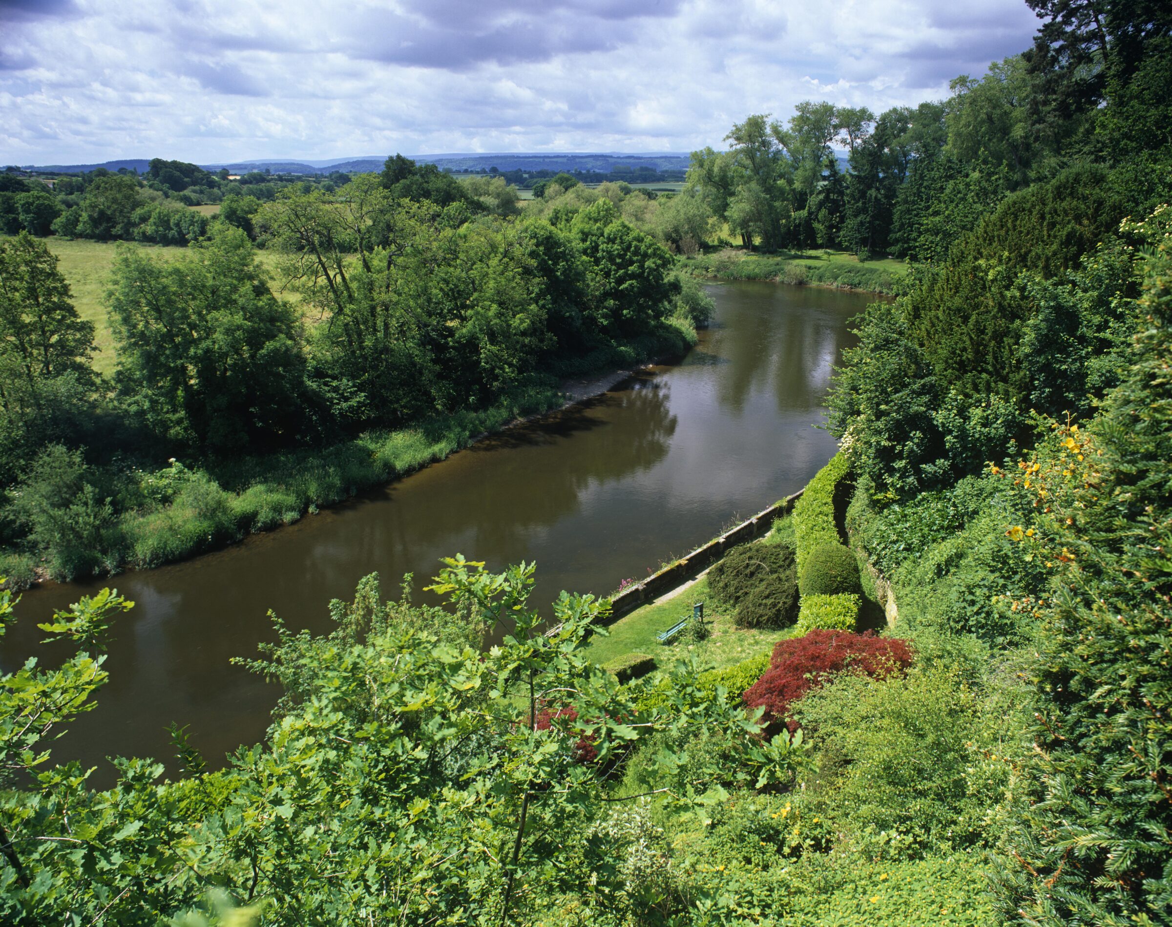 The Weir and the River Wye in summer, Herefordshire